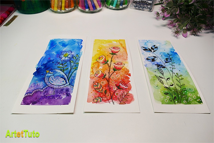 marque-pages à l'aquarelle faciles à faire