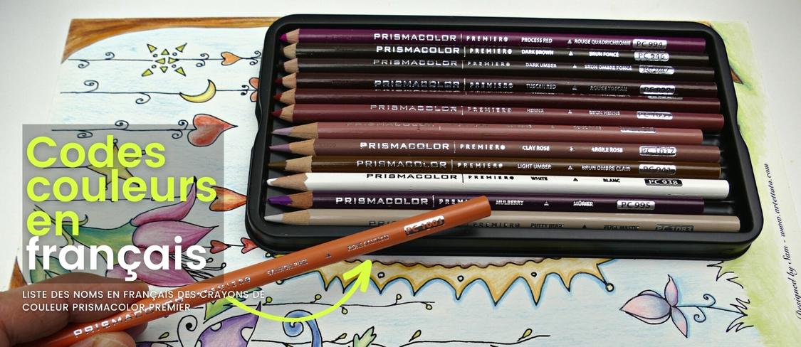 Noms des crayons de couleur prismacolor en français