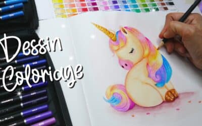 Dessin licorne kawaii à colorier