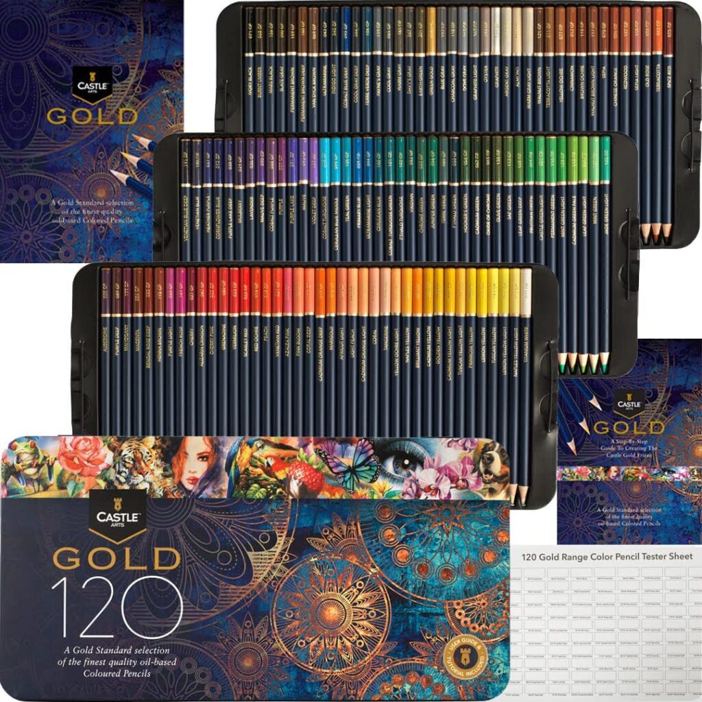 Coloriage pour adulte les crayons de couleur castel arts gold 120