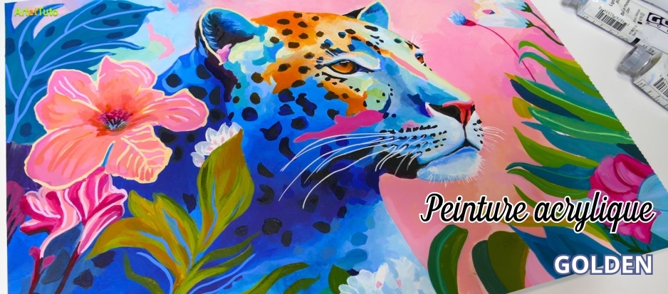Peinture acrylique d'un léopard original
