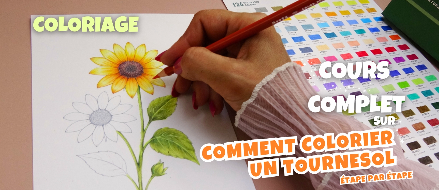 techniques de coloriage - comment colorier une fleur tournesol