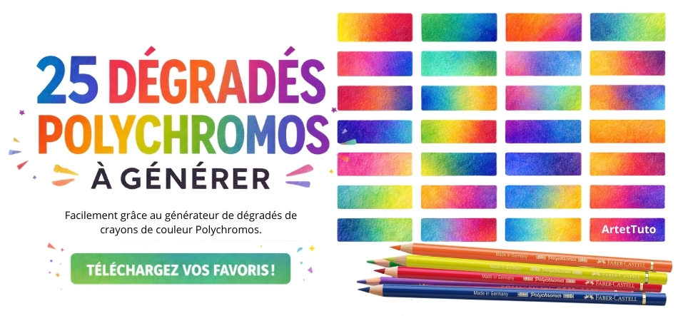 25 dégradés au crayon de couleur Polychromos + générateur interactif